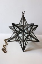 Antique Dodecahedron Glass Light Shade Porch Hallway Vintage Star