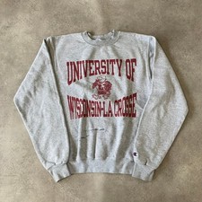 Champion University of Wisconsin Sweatshirt Mens Small La Crosse Jumper Grey