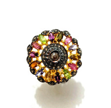 Pave Diamond Multi Tourmaline