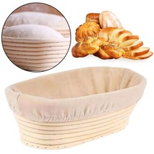 Natural Rattan Bread Proofing Basket 10" Oval Banneton Dough Fermentation