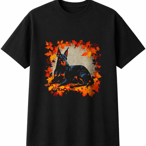 Doberman autumn dog - doberman, lover