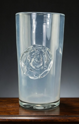 Opalescent glass rose - opalescent, vase