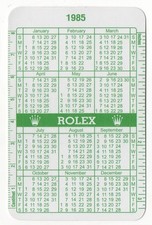 ROLEX 1985 1986 GREEN CALENDAR