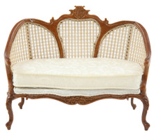 Dolls House Walnut Louis XV Cane Sofa Settee Miniature JBM Living Room Furniture