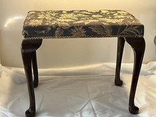 Vintage Upholstered Stool with Queen Anne Style Legs Vintage Furniture Decor