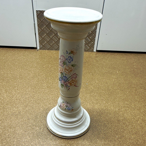 White ceramic round floral - white,