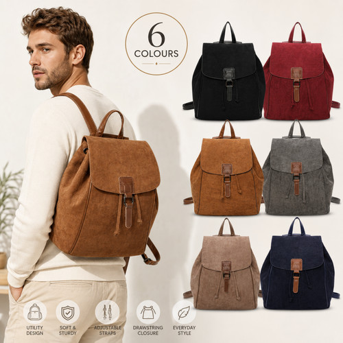 Large suede effect backpack - effect,