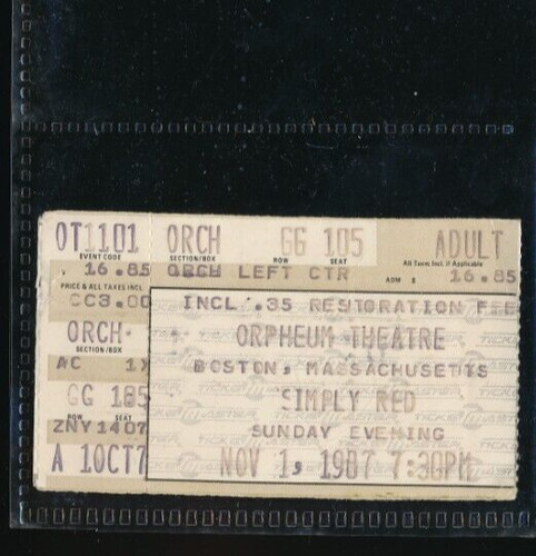 Nov 1987 simply red ticket - 1987,