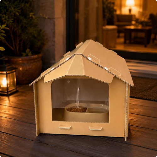 Outdoor cat food shelter - , made