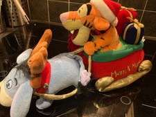 Disney Christmas Singing Tigger in Sleigh with Eeyore