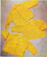 Vintage baby  Knitting Pattern  3 baby coats  18 and 20 inch chest quick knit