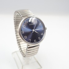 Citron Quartz 38mm Blue Dial Arabic Numerals Stainless Steel Stretch Watch