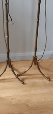 2 Antique Bronze Bamboo Floor Lamps, Maison Baguès Style - 1960s French Classic 