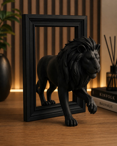 Lion frame illusion - lion, in