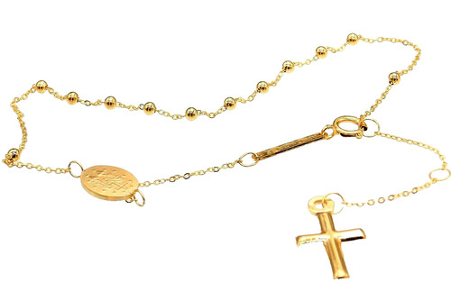 9ct gold bracelet rosary - , cross