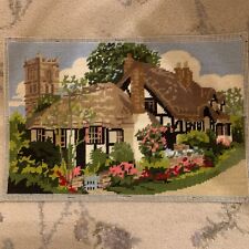 Beautiful Vintage Cottage needlepoint tapestry completed 37cm X 25cm