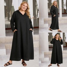 Women Plus Size Hooded Maxi