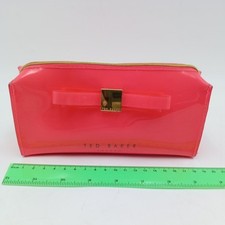 Ted Baker Orange Pink Bow PVC Make Up Cosmetic Toiletries Wash Bag 18x10x5 cm