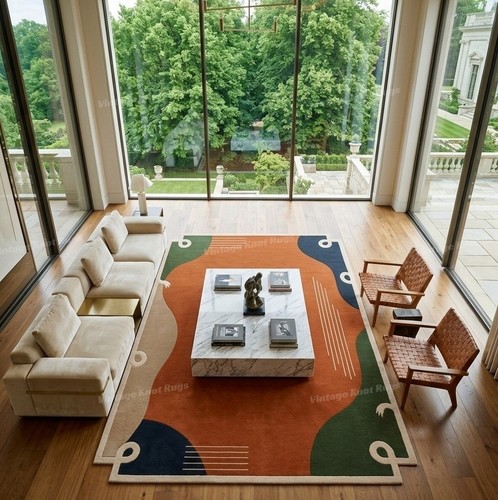 Rust orange hand tufted - hand,
