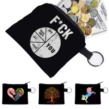 Printed Women Girls Canvas Coin Card Pouch Small Wallet Purse Money Holder UK