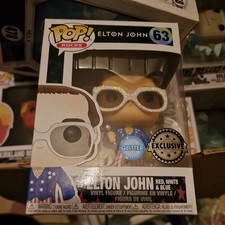 FUNKO POP ROCKS VINYL FIGURE ELTON JOHN #63 RED, WHITE, BLUE GLITTER exclusive