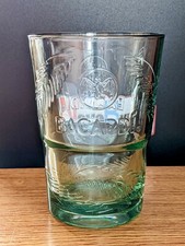 Single Bacardi Rum Mojito Cocktail Glass Green Tinted Embossed Leaf Bat Logo