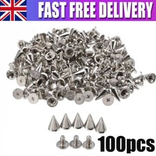 100Pcs 10mm Punk Cone Spikes Screwback Studs for DIY Leather Clothing Jacket NEW