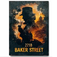 Sherlock Holmes Tribute Artwork Printed on Sheet Metal Sign Retro Style