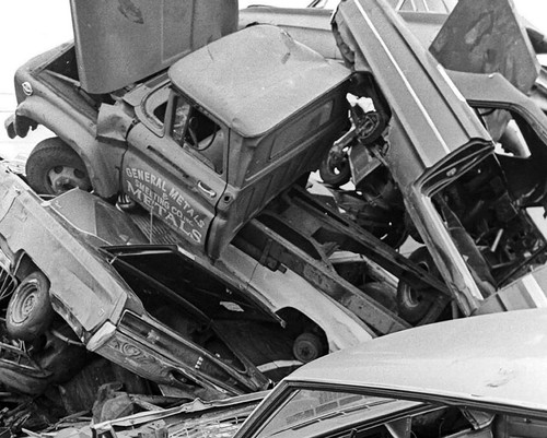 1970s junk yard automobile - yard,
