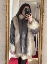 Real Arctic Fox Fur And Leather Coat Size 12