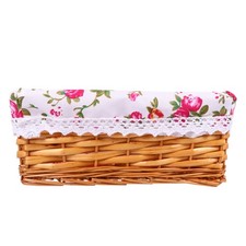 1 Pc  Handmade Storage Box Oblong Picnic Basket Wicker Flower Basket