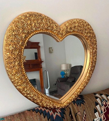 Gold heart wall mirror - heart,