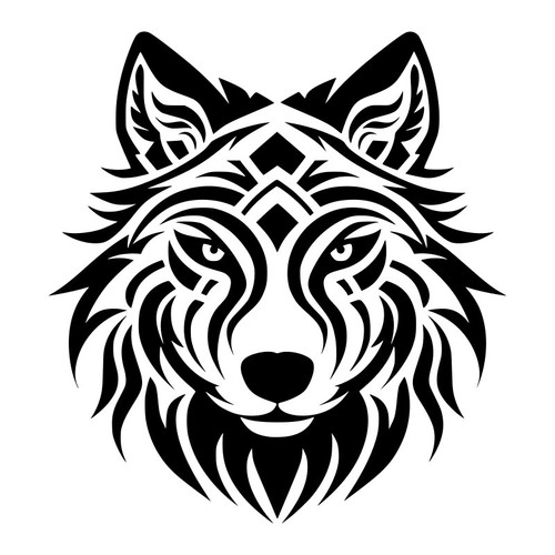 Tribal wolf head a22 - tribal,