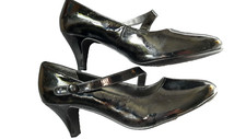 Lotus - Ladies Court Shoes, Black, Patent, Strap, Heel, 5cm, Size 5 EE