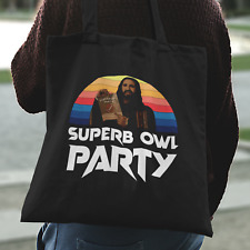 Superb Owl Party Black Tote Bag  - Retro Shadows Comedy Vampire Roommates Nandor
