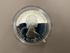 Falkland Islands 1983 sterling silver proof coin 50p 150th Anniversary 28.28g