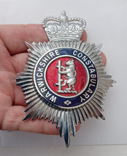 Warwickshire Constabulary Police Obsolete Metal Helmet Badge.     A1-39