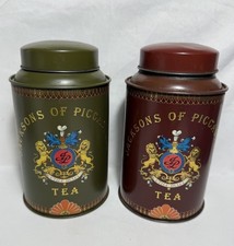 Vintage Tea Caddy Jacksons of Piccadilly Tins Green & Red 16cm