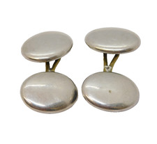 Victorian Pair of Sterling Silver Minimal Gents Cufflinks Antique c1890