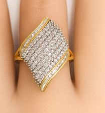 9ct Yellow Gold Natural Diamond Statement Ring 5.6g Heavy Gold Size O Gift