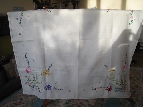 Vintage linen tablecloth - vintage,