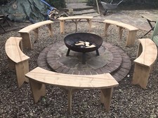 1 X 4 Ft Curved Garden Bench Reclaimed Timber Glamping Fire-pit Social Circle