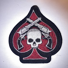 Skull Dueling Pistols Ace Of Spades Motorcycle Uniform Patch Biker 24067