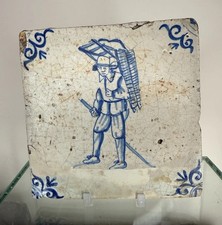 Mid 17th Century Delft Tile - Peddler c1650