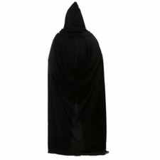   Long Black Velvet Cape Hooded Cosplay Costume Witch Fancy Party