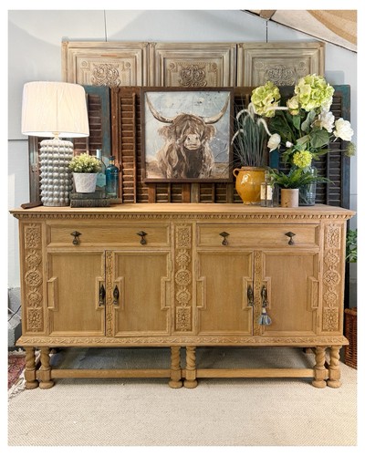 Antique carved oak sideboard - antique,
