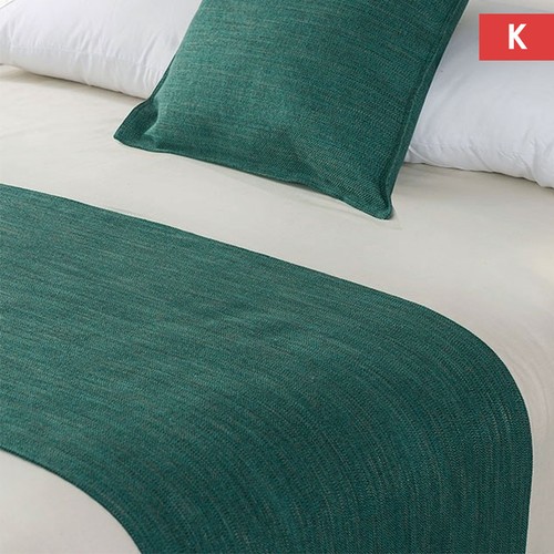 Linen look teal bed runner - bed, by