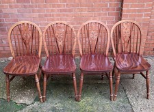 Set of Four Wheelback Kitchen Dining Chairs Windsor Style Vintage Kitchen Chairs