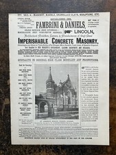 Fambrini & Daniels Excelsior Art Concrete Works Lincoln - 1893 Trade Cutting 491