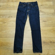 Nudie Jeans Lean Dean Jeans Mens W34 L30 Blue Dry Raw Skinny Fit Denim Zip